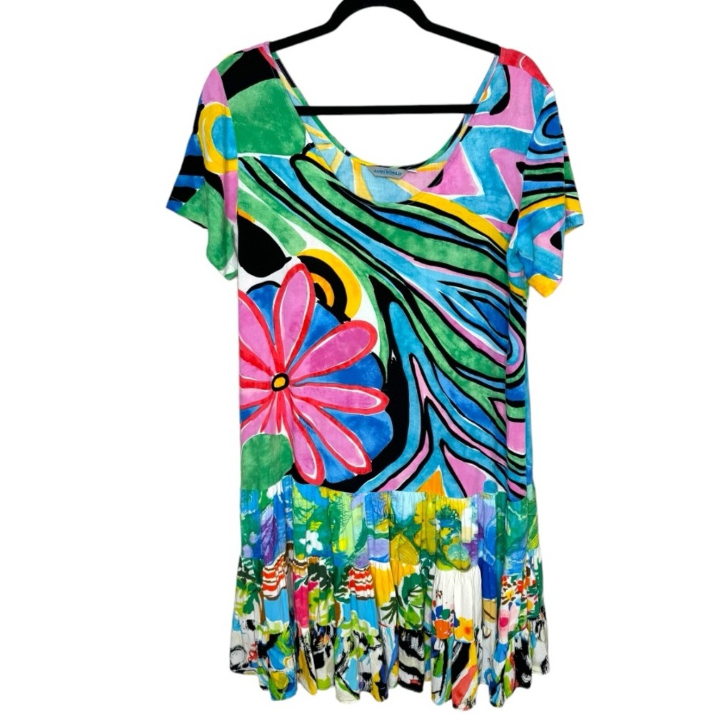 Vibrant Vintage Multicolor Floral Swim Cover-Up Dress